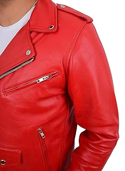 A1 FASHION GOODS Genuine Cowhide Biker Jacket Heavy Duty Red